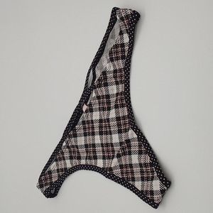 Victoria's Secret Stretch Cotton Strappy Thong Panty Playful‎ Pink Plaid
